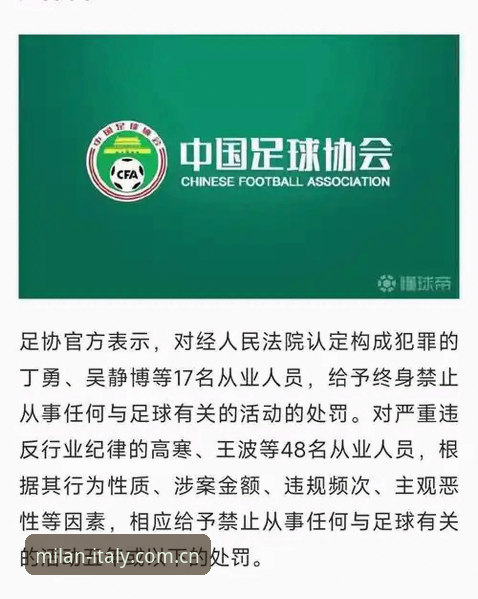 AC米兰最新转会 足协第三批禁足名单详解:65人受罚,终身禁足17人